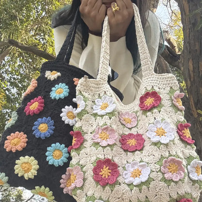 Floral Crochet Tote Bag